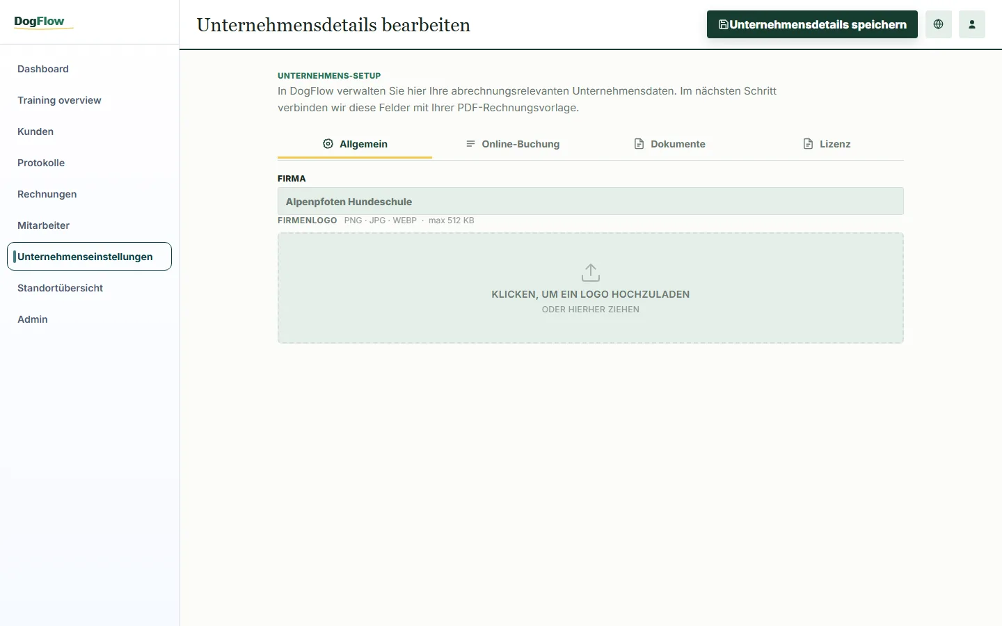 Unternehmenseinstellungen